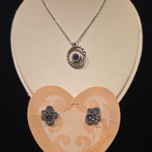 Brighton Silver and Blue Necklace Set